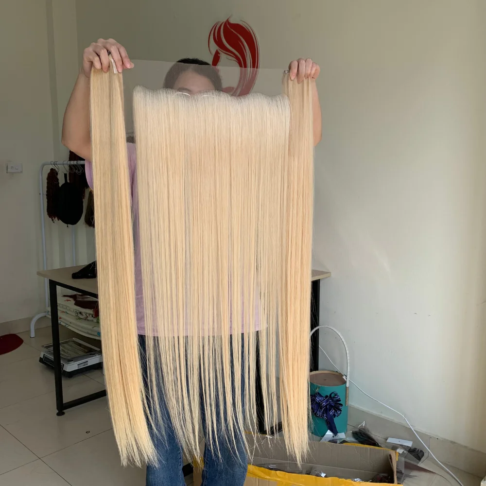 Wholesale 30 Inch 13x4 HD Transparent Lace Front Weave 613 Blonde Straight Virgin Human Hair with Raw Hair Combo Style Ponytails