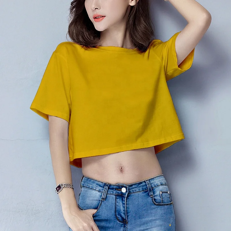 Fitness Crop Tee t Shirt Women Crop Tops t Shirts for Girls Stylish 2022 New Design Beautiful Color Short Body