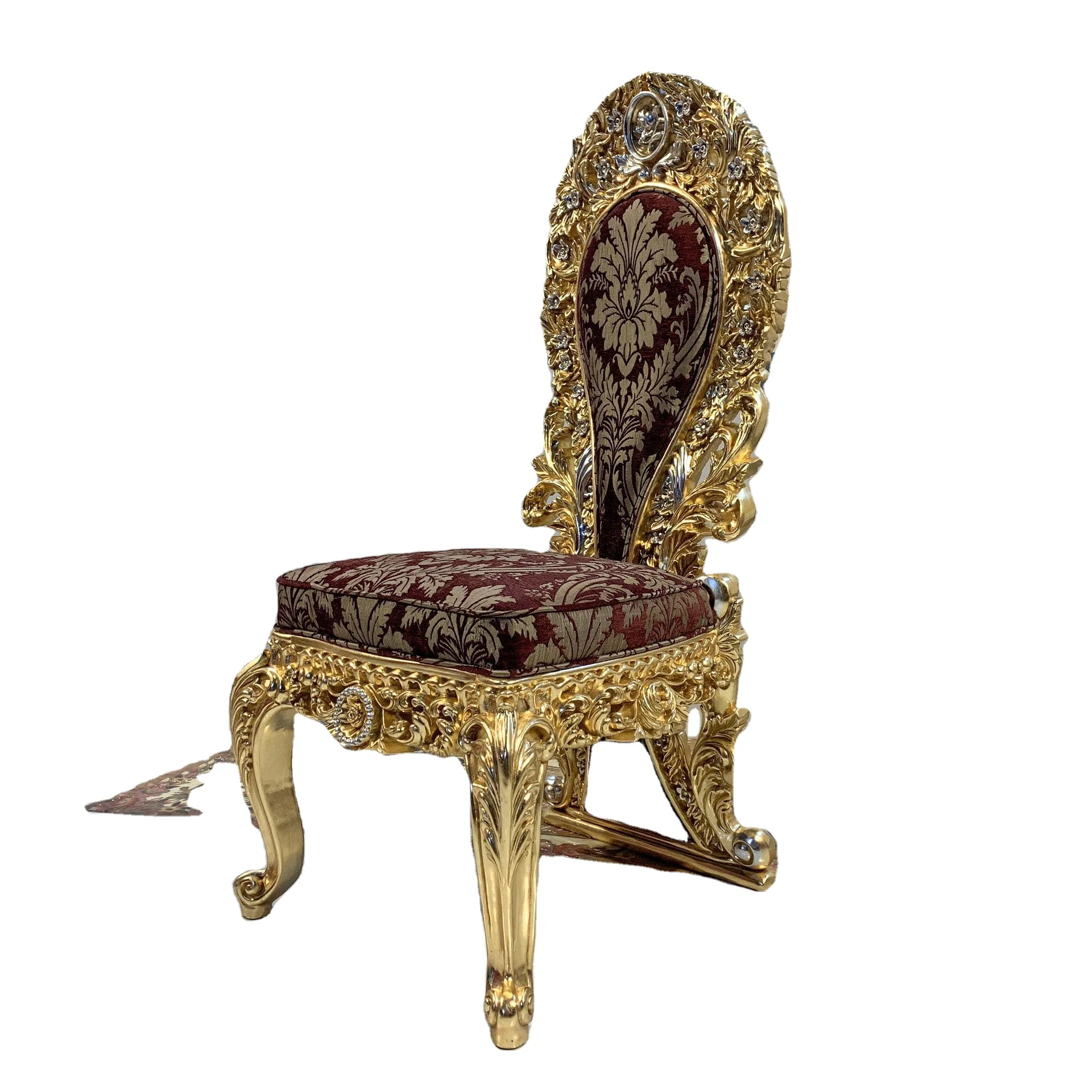Louis Lusso Royal Dining Chair Italian gold inlaid and high quality fabric cover