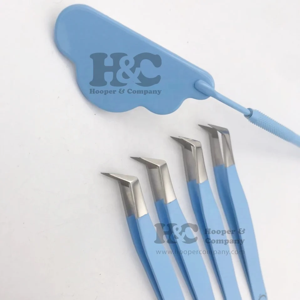 Fiber Tip Volume Tweezers Set Customize Color Model Shape Lash Tweezers Stainless Steel Eyelash Extension Tweezers Logo