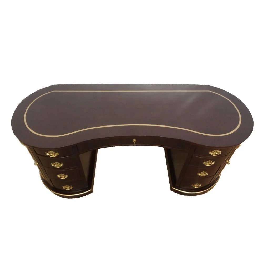 Wooden President Table French Style Executive Writing Desk Designed for Interior of Antique Reproduction Office Furniture