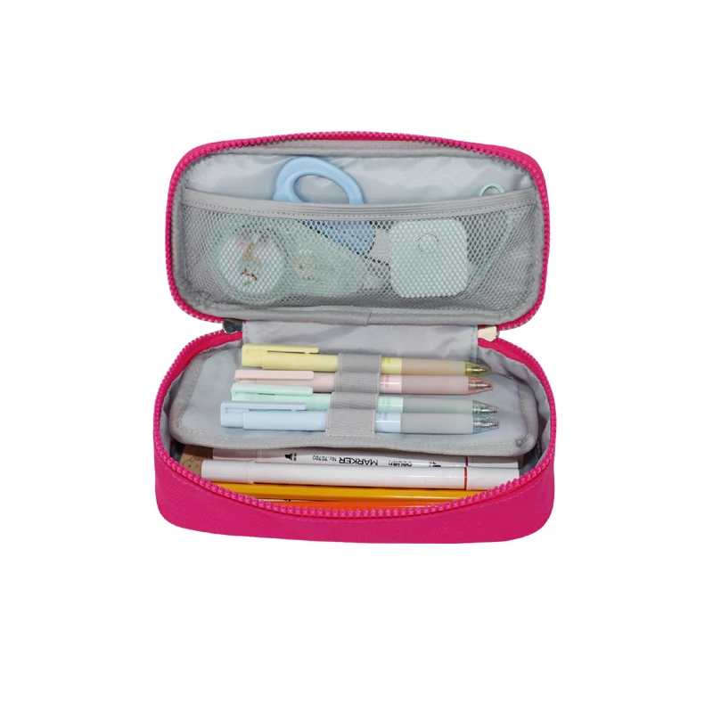 Multi layer large pink zipper cute kids school bag with pencil case fabric unicorn pencil bag for girls