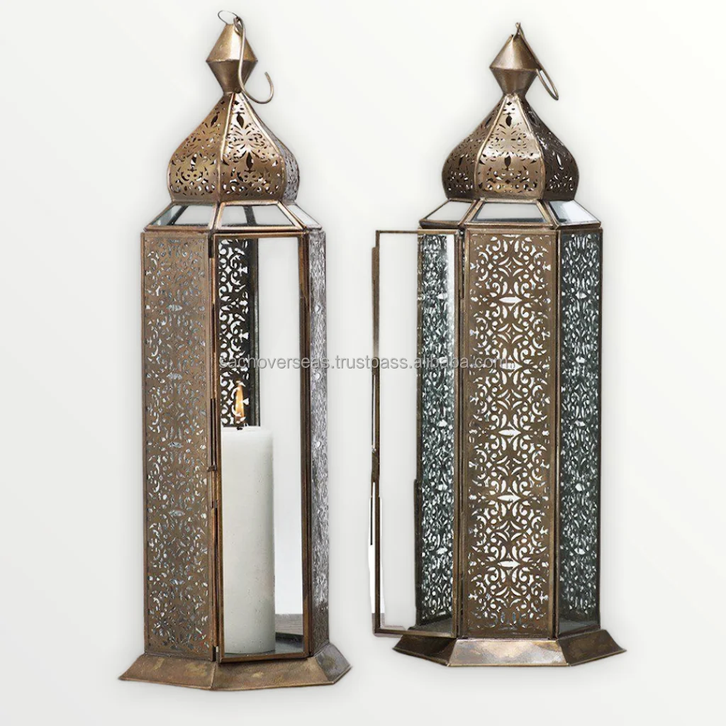 Traditional Multiple Sizes Rustic Look Moroccan Metal Lantern in Various Colour Options