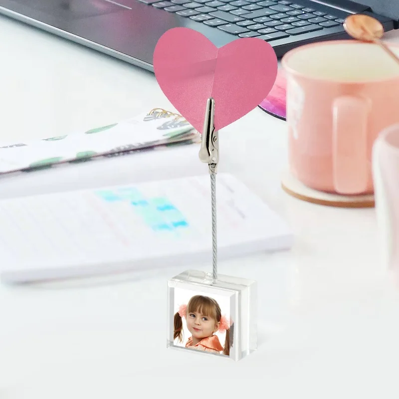 Прозрачный акриловый кубическая проволока Memo фото держатель зажим для заметок карты стойка рамок