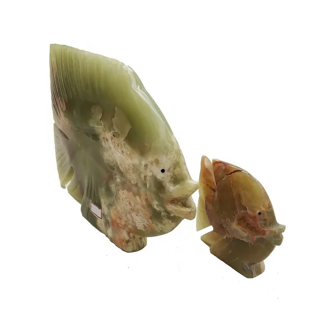 High Quality Green Onyx Fish Figurine Marble Stone Sculpture Carving Home Decoration and Gift Available in Wholesale Price