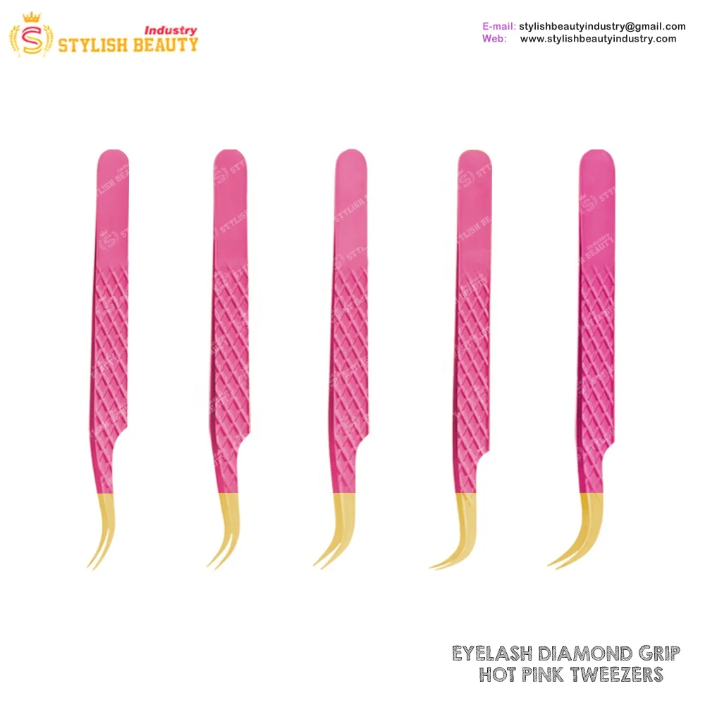 excellent quality hot sale custom logo stainless steel eyelash color tweezers Set for Classic Volume Lashes Eyelash Extensions