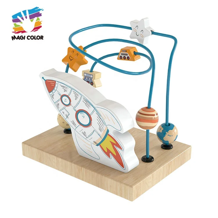 Popular Early Educational Sensory Wooden Space Bead Maze Toy For Kids W11B298