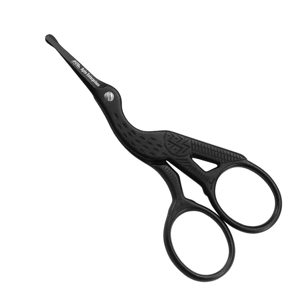3.5 Inches Rounded Tip Vintage Stork Scissors Professional Stainless Steel With Black Titanium Coated Cuticle Pedicure Beauty