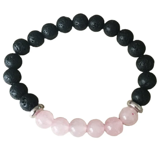 Natural  Rose Quartz Lava Stone Healing Bracelets Buy Online From S S  Agate From India