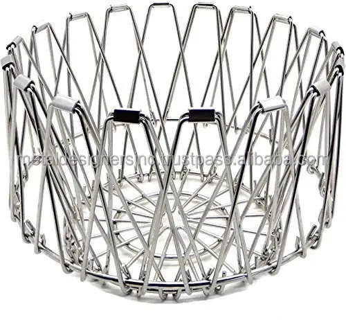 Multipurpose Stainless Steel Folding Fruit and Vegetable Basket for Kitchen/Dining Table/Home with 8 folding shapes basket