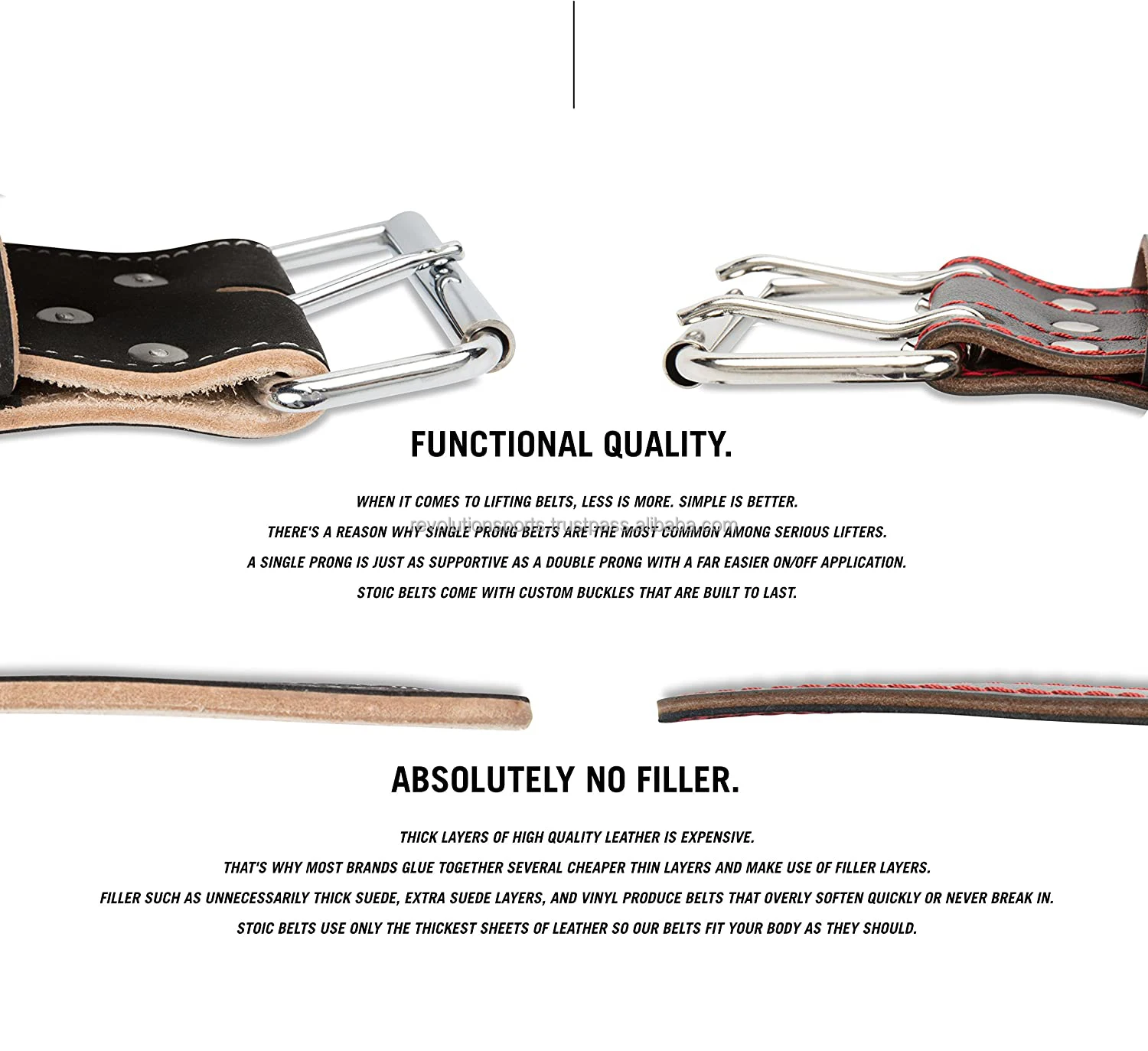 Powerlifting Belt/Weight Lifting Belt - 4 Inches Wide - No Taper for Maximum Support & Protection