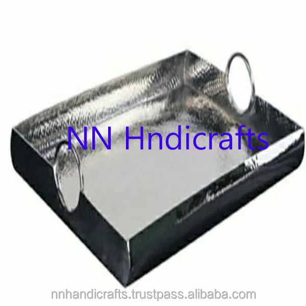 Antique Modern Classical Design Metal Serving Tray Round Golden Serving Tray With Mirror Base For Home Hotel Serve Ware Table