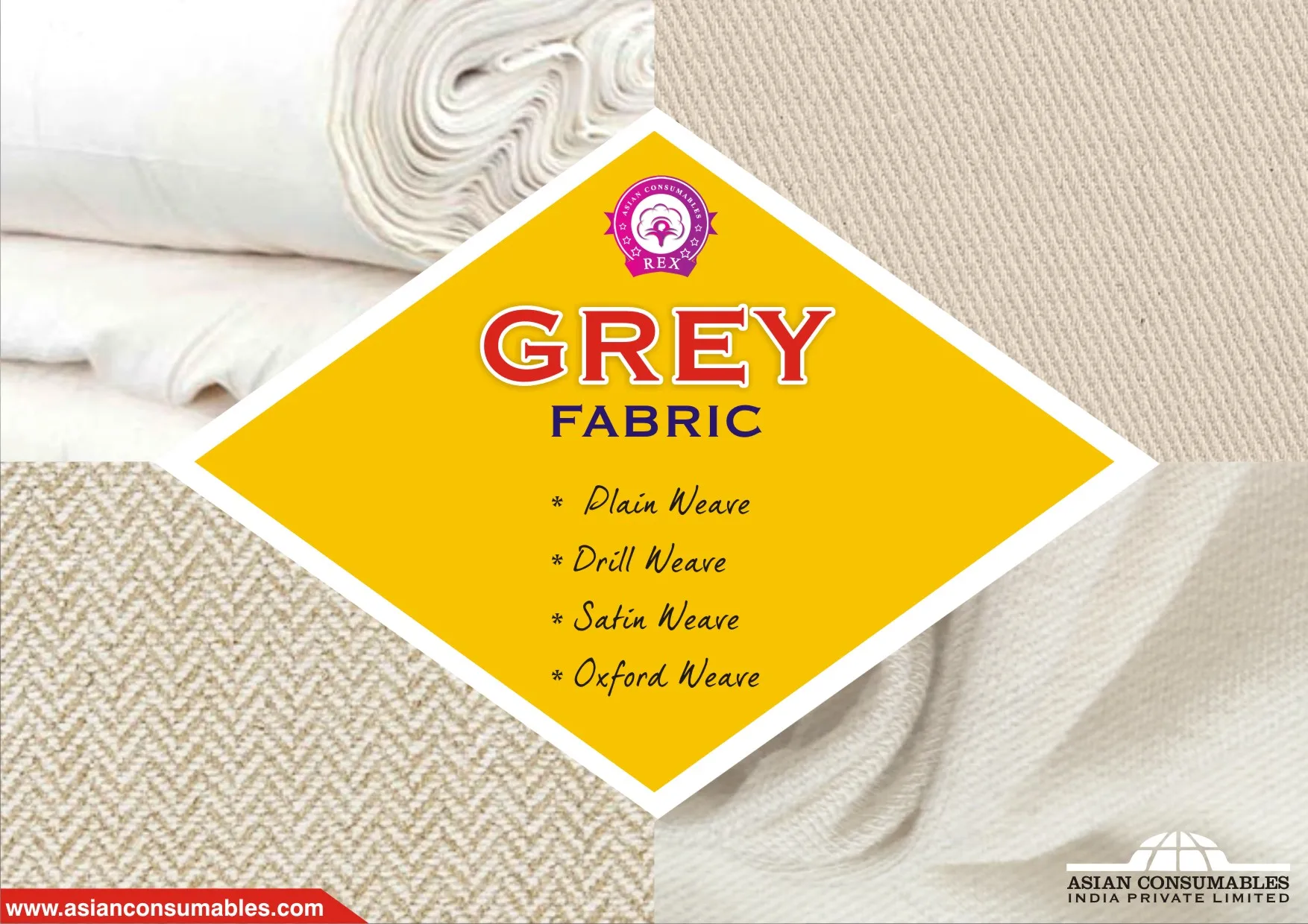 Export Grade Premium Quality 100% Cotton Grey Fabric 60 x 60 Yarn Count 300 Thread Count Plain 114 inches Width Roll Packing