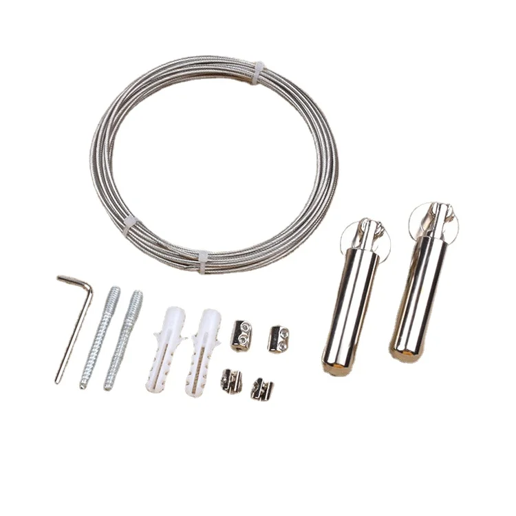Wall Mount Curtain Wire Rod Set, Stainless Steel Hanging Wire Clothesline Wire Window Curtain