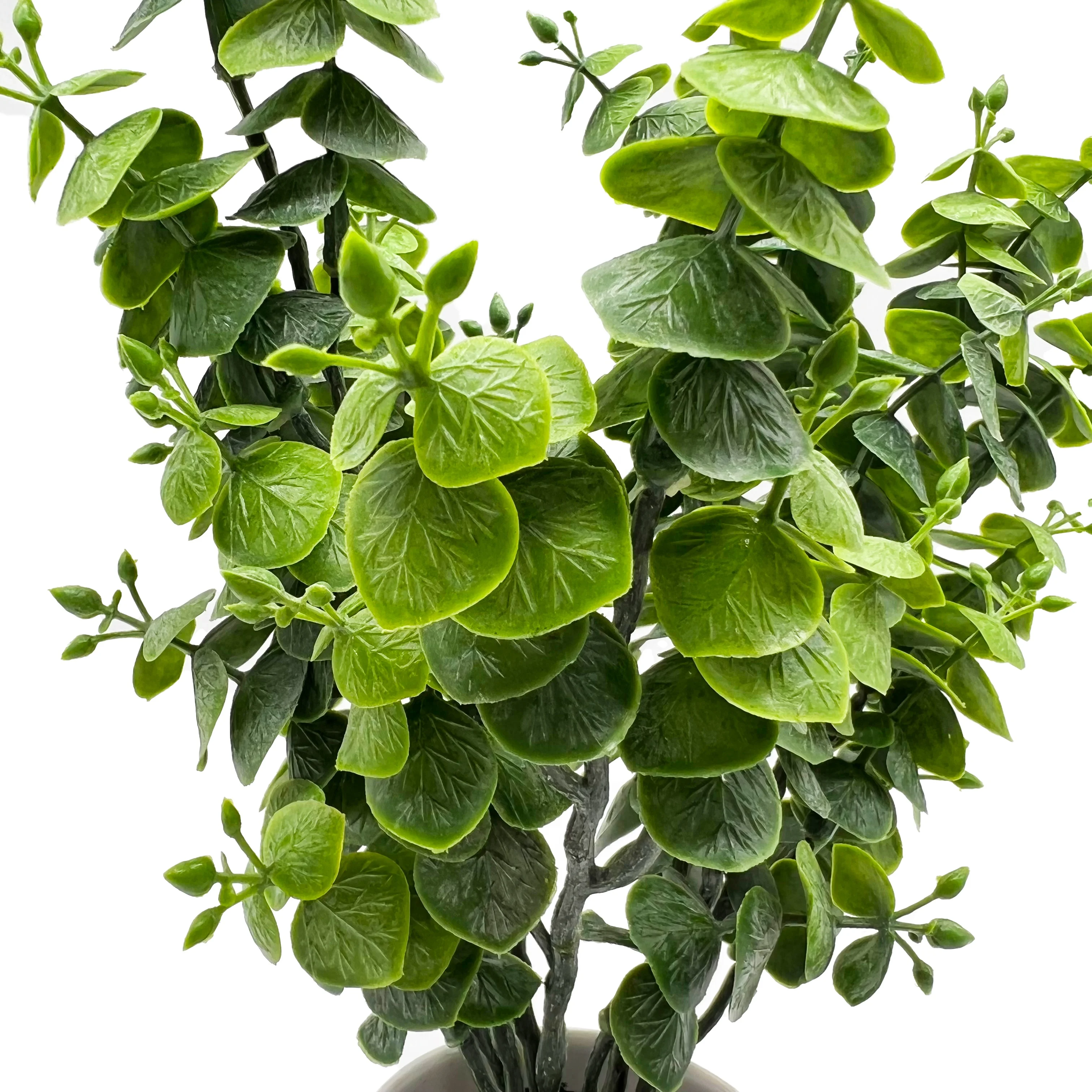 New product PE green desktop bulk wholesale artificial plants eucalyptus in cement pot luxury for home arrangements office