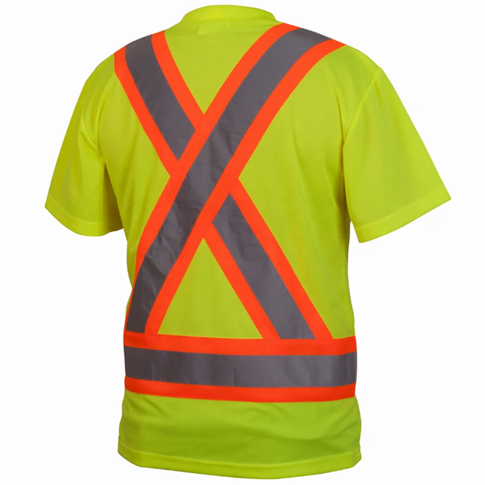 Polyester Custom High Visibility safety t shirt Orange Hi Viz T-shirt O Neck & Half Sleeve Less / Custom Design