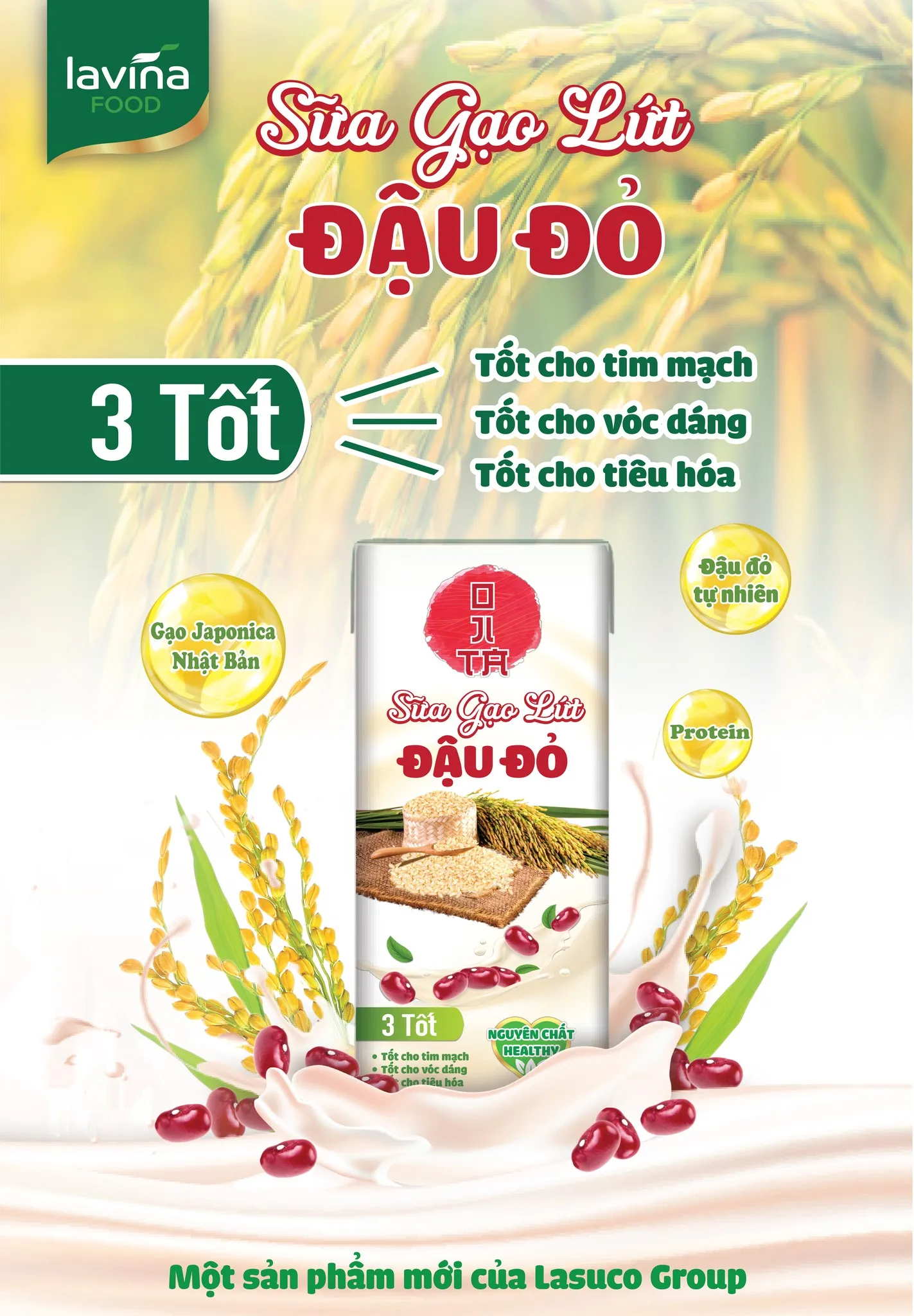 Natural UHT  Nutrient Beverage Brown Rice Milk Red Bean Plant-Based Milk 180Ml Box Wholesales Vietnam Origin