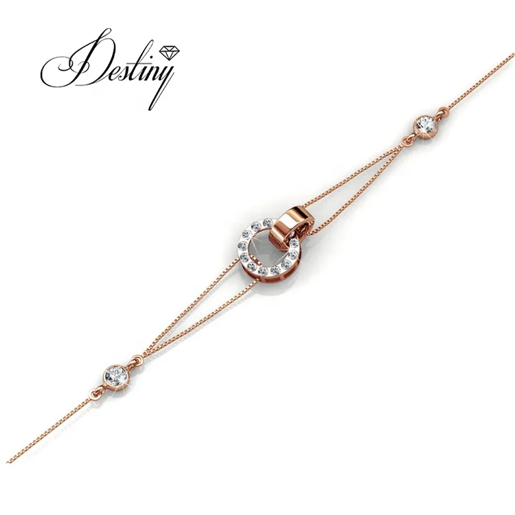 925 sterling silver simple circle rings shaped link chain bracelet for women Destiny Jewellery