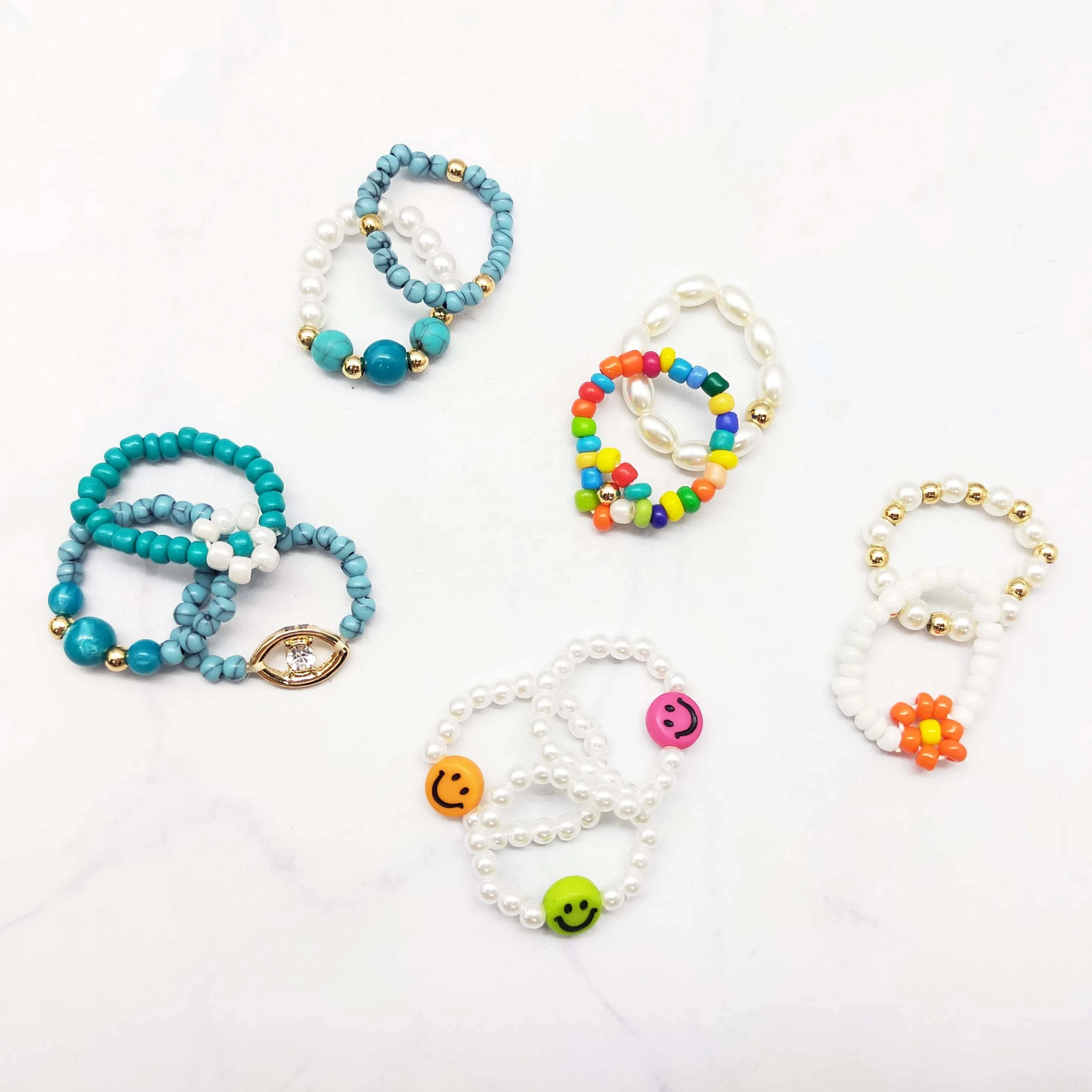 Fashion  Fancy Jewelry  elastic cord beads ring for women girl