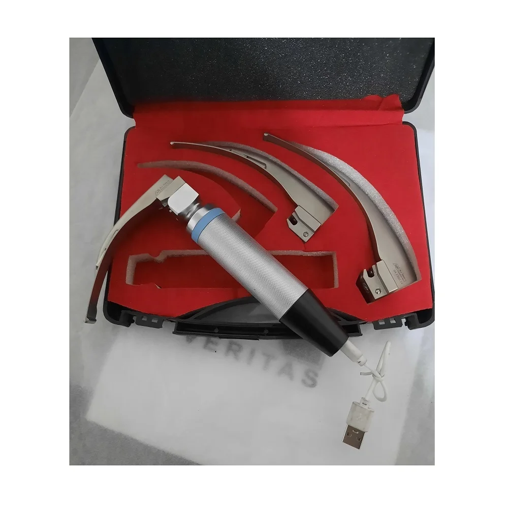 High Quality 5-Blade Laryngoscope Set Steel Hand Operated Adjustable Throat Detection Equipment Veterinary ENT forceps