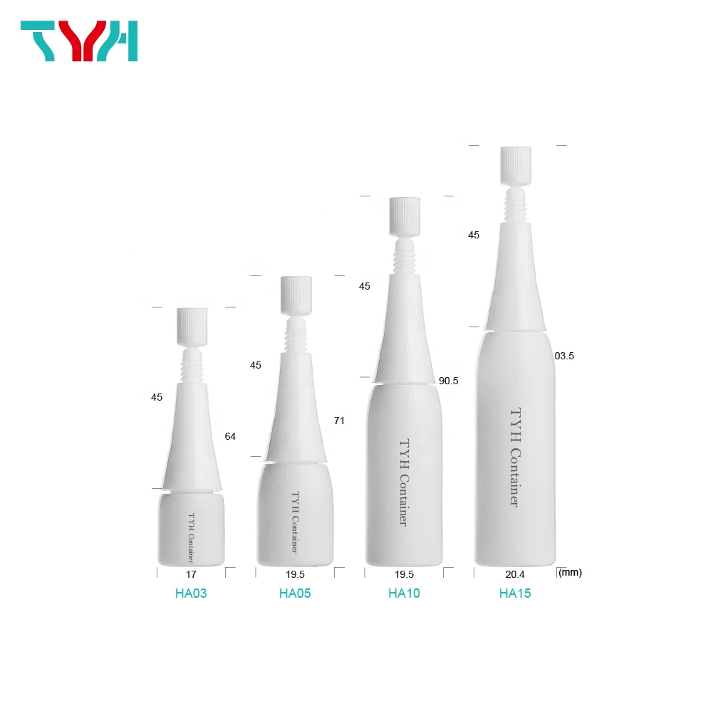 15ml LDPE White Plastic Cylinder Round Straight Soft Touch Squeezed Ampoule Dropper Serum Bottle PP Screwed On Nozzle Lid (HA15)