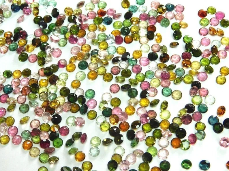  Натуральный турмалин Круглой Формы Огранка розы Ограненный Драгоценный Камень Кабошон