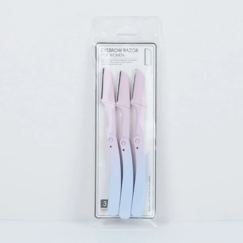 Hot sale Women Eyebrow Razor eyebrow razor foldable 2 in one Stainless Steel Razor Set Wholesale Eyebrow Trimmer