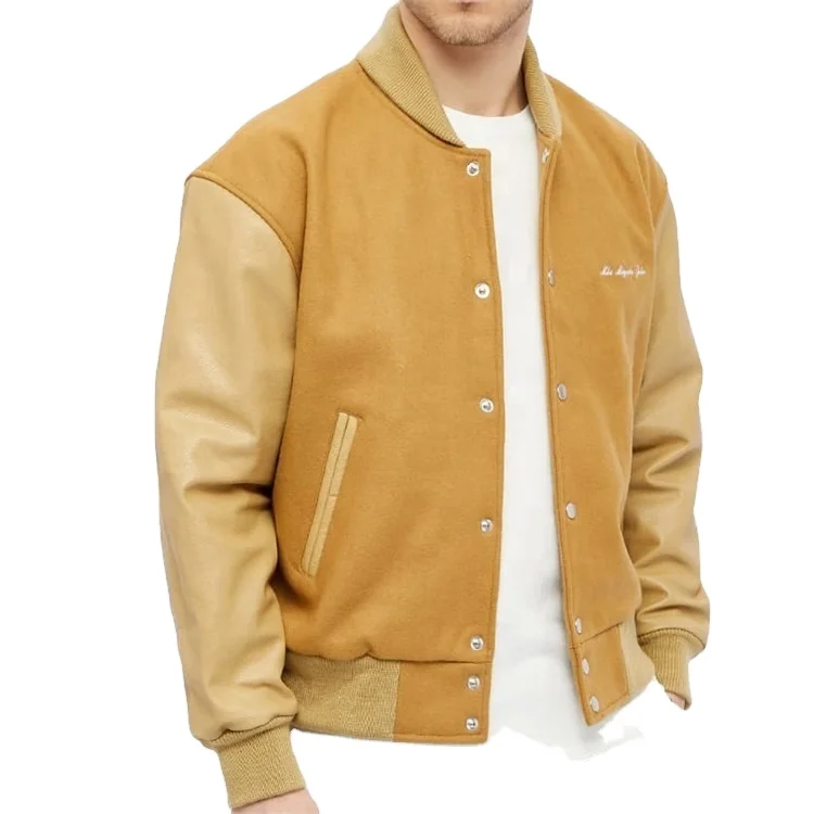 Custom Chenille Embroidery Oversize Man Jacket Leather Sleeve Baseball Letter Man Big Varsity Jackett