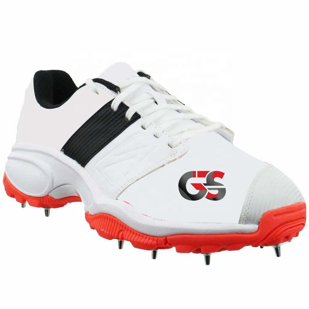 New Design Hot Sale Red Soles White Upper Professional Cricket Spikes Water Resistant Lining Men and Women Cricket Spikes Shoes