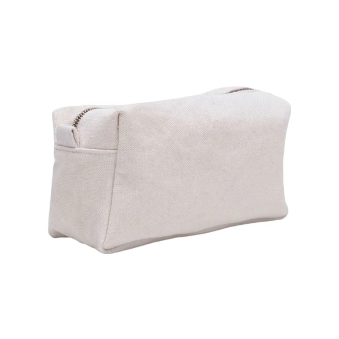 Cosmetic Bag Cotton Durable Reusable Cotton Canvas Custom Cosmetic Pouch Zipper Mini Storage Bags
