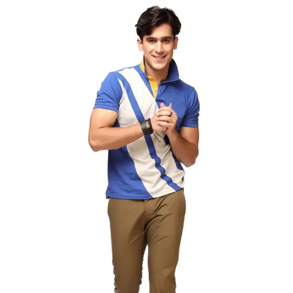 Breathable Polo Shirts Cotton Blank Printing Shoulder Tape Stripes Short Polo Shirts Sleeve Polyester Men  For Sale