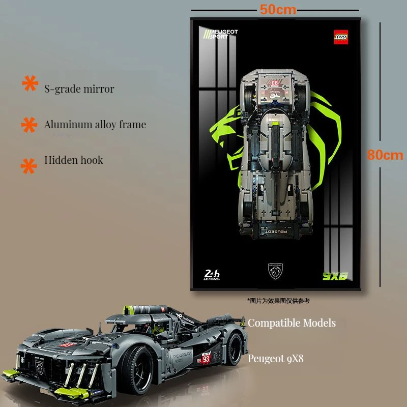 3D Car Building Block Mural Aluminum Alloy Picture Frame with Real Car Wall Art Decoration Metal Frame Canvas Base Easy Hanging