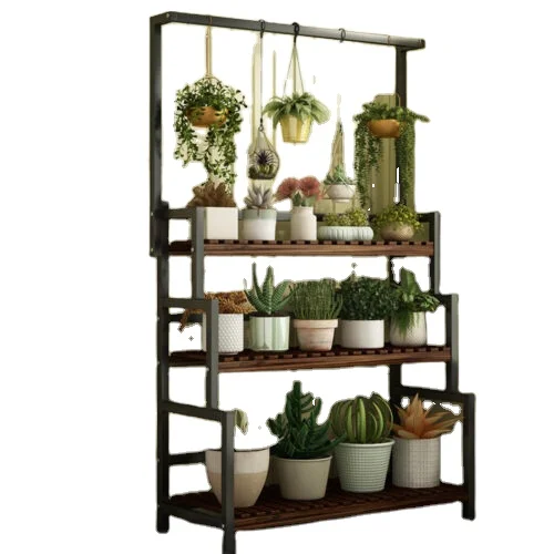 Metal Foldable Stand  With Pot Set Garden Indoor For Plants Flower Decorative Flower Pot For Home Decoration And Gifting Purpose