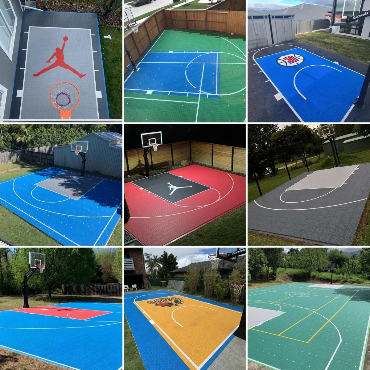 indoor outdoor 3x3 big ring shape elastic pad tennis court roller hockey floor tiles backyard sports basketball court tile