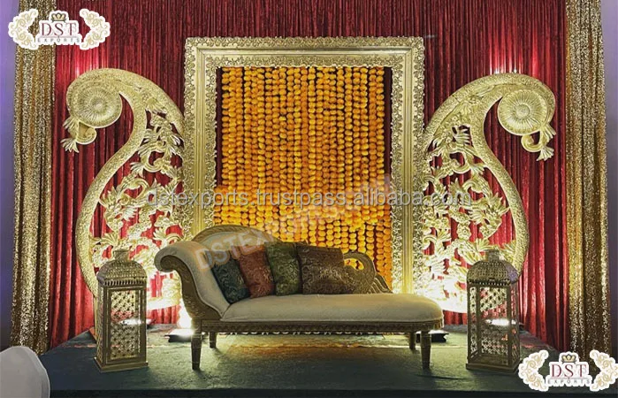 Mehndi Sangeet Stage Backdrop Frame Panel Impressive Wedding Fiber Backdrop Decor Wedding Reception Stage Frames/Panels