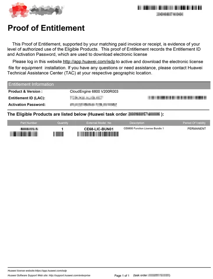 CE12800 Switch TRILL License V100R001C00 CE128-LIC-TRILL software license