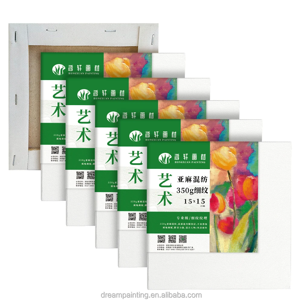 15*15CM Mini Stretched Canvas for Art Painting 350g Linen Blend Triple-Primed Blank Canvas Print Wholesale