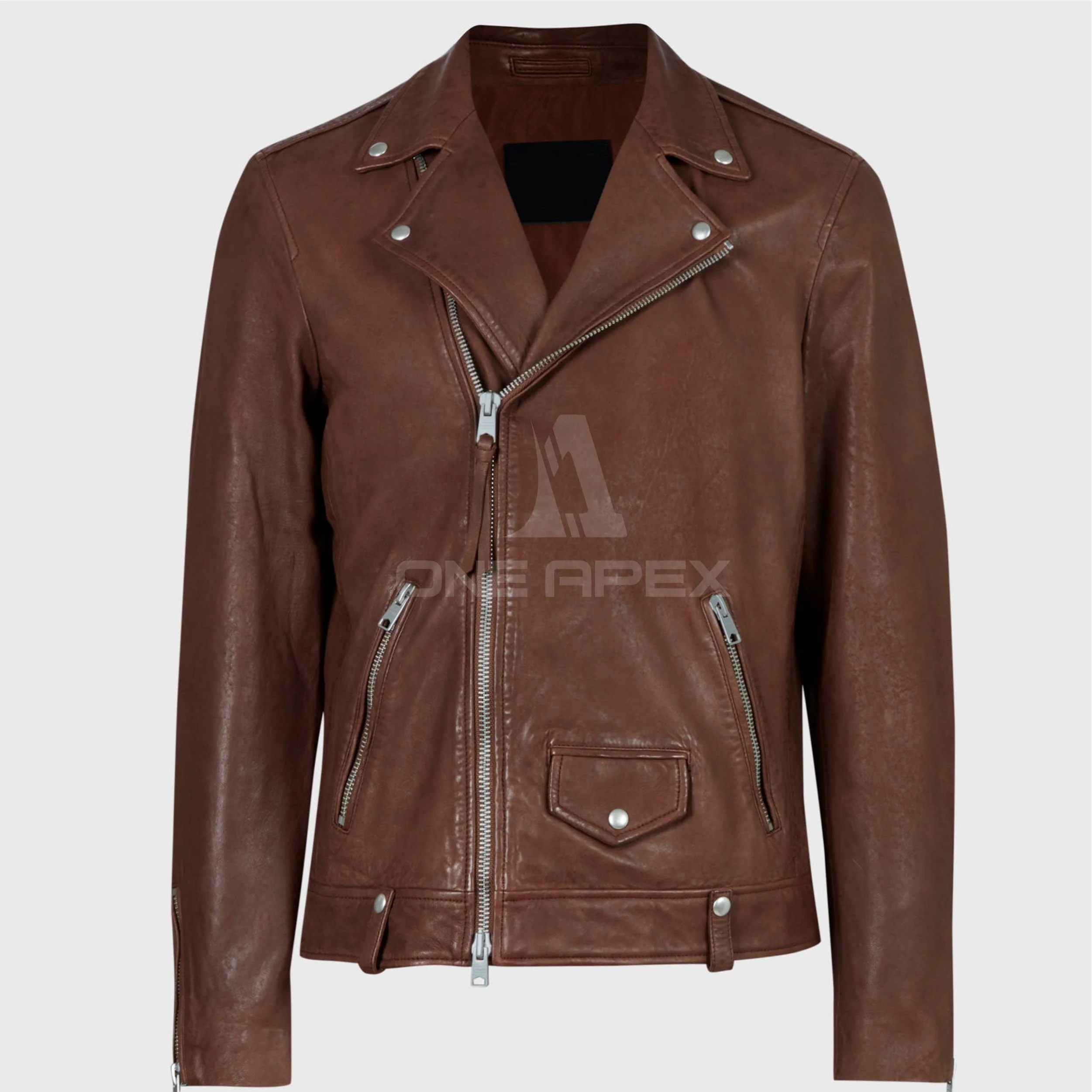Dark Brown Real Sheep Leather Jackets for Men Top Notch Design High Quality Original Customized Biker Leather Jacket For Men