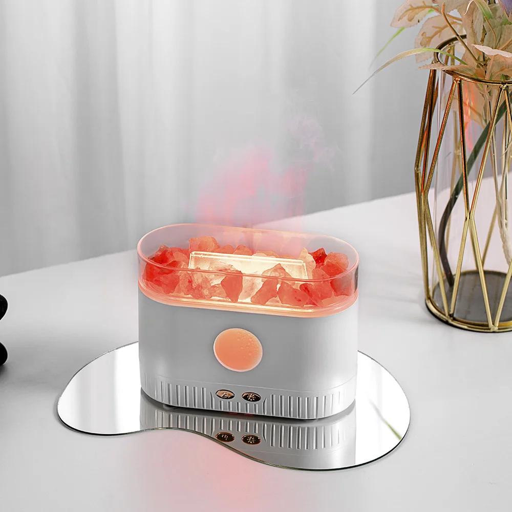 2023 new Crystal Rock color aromatherapy machine USB ultrasonic flame humidifier Led color flame aromatherapy oil diffuser