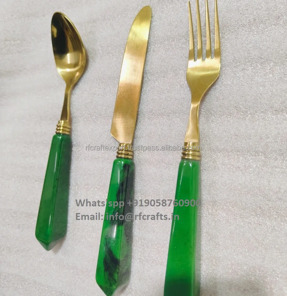 Luxury Cutlery with High Quality Clear Acrylic Handle Luxury Designer Stainless Steel cutlery set from India