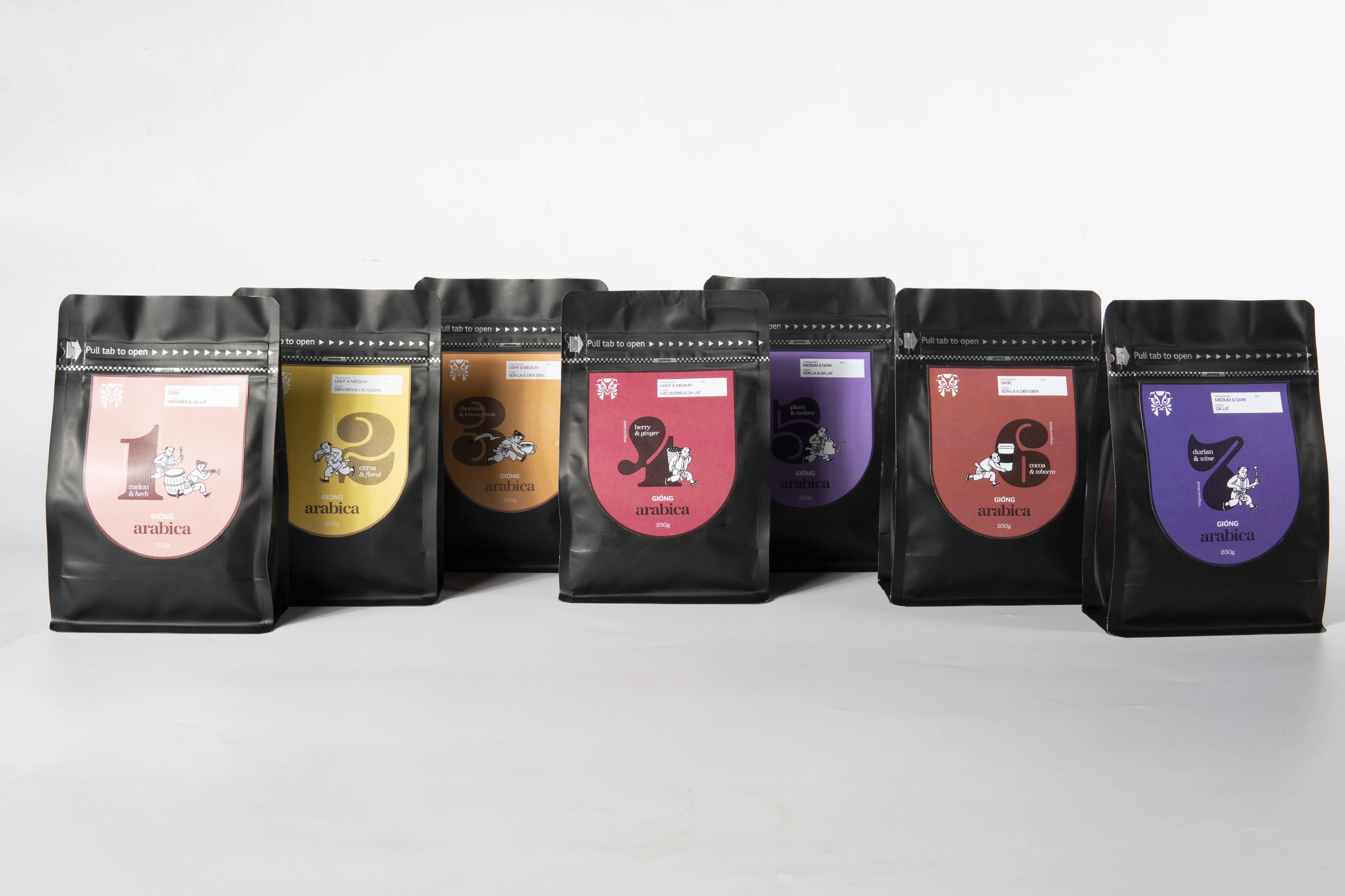 Новый продукт смесь Giong 3 освежающий кофе шоколад и Лемонграсс Арабика жареные целые зерна кофейные