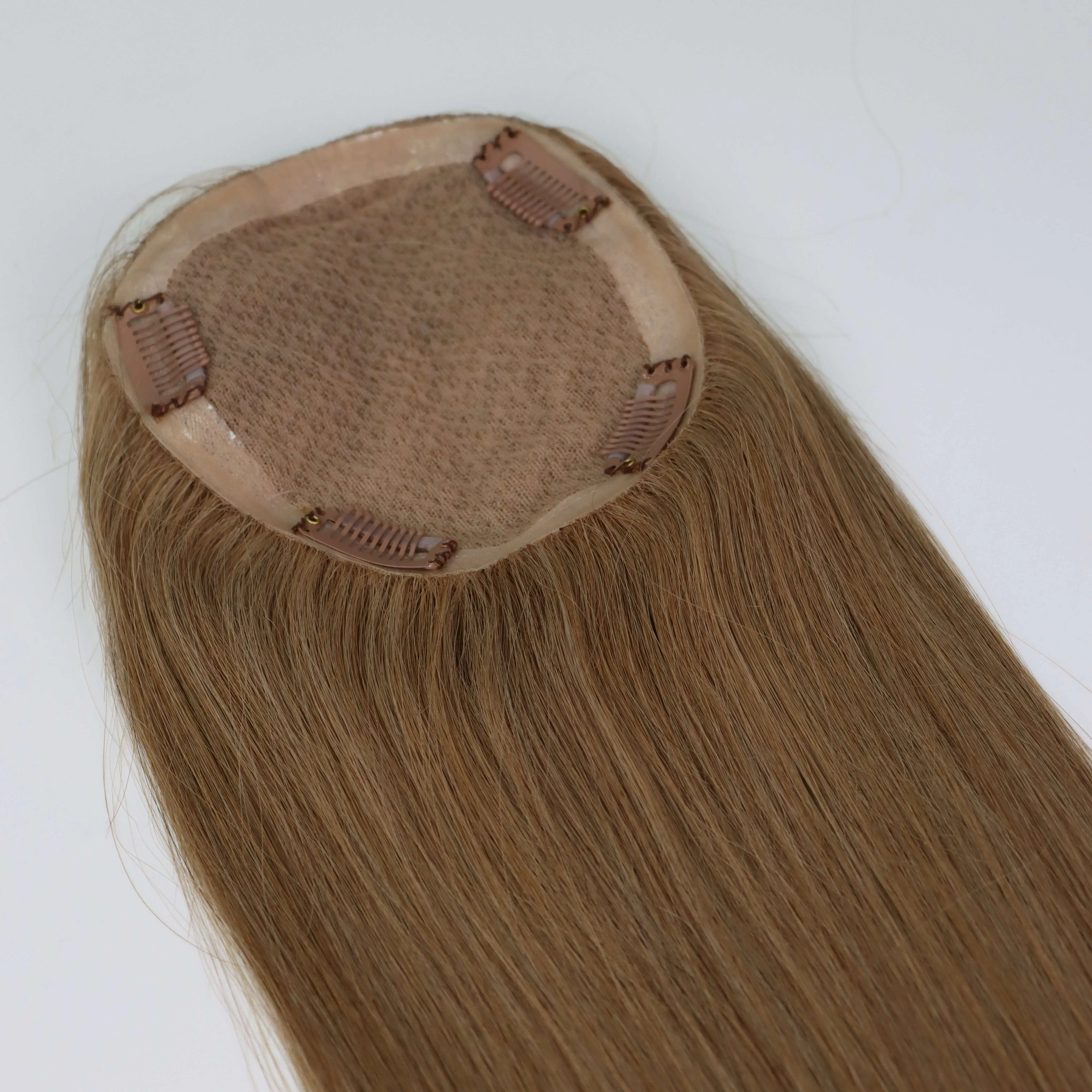 Top European Human Hair Topper Blonde Color Clip In Hair Piece Mono and Silk Base Topper Hair Extensions For Women