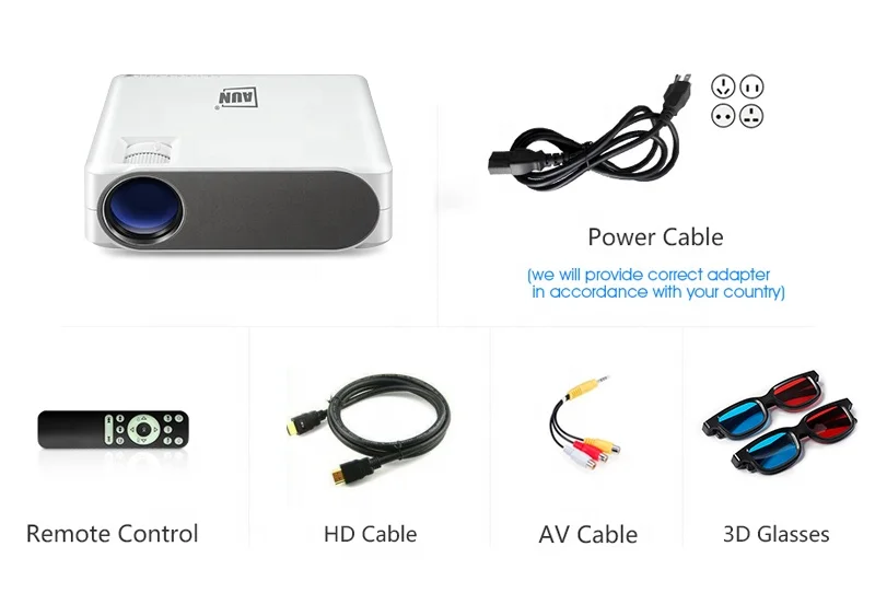 Full HD 1080P AUN AKEY6S Pro LED Projector Home Theater Android WIFI 4K Video Beamer Projector for Home Cinema