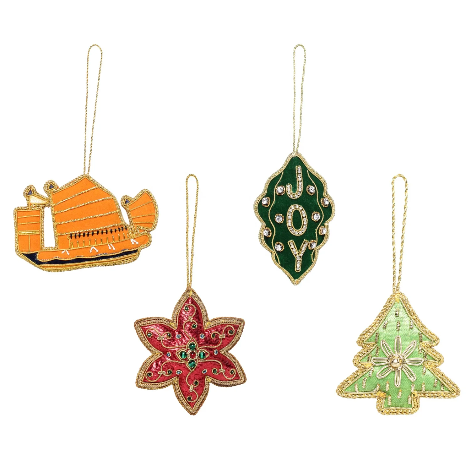 Handmade Embroidered Beaded Velvet satin Christmas Decorations Lama Santa  Socks   Flying All Customized Shapes  Wholesale