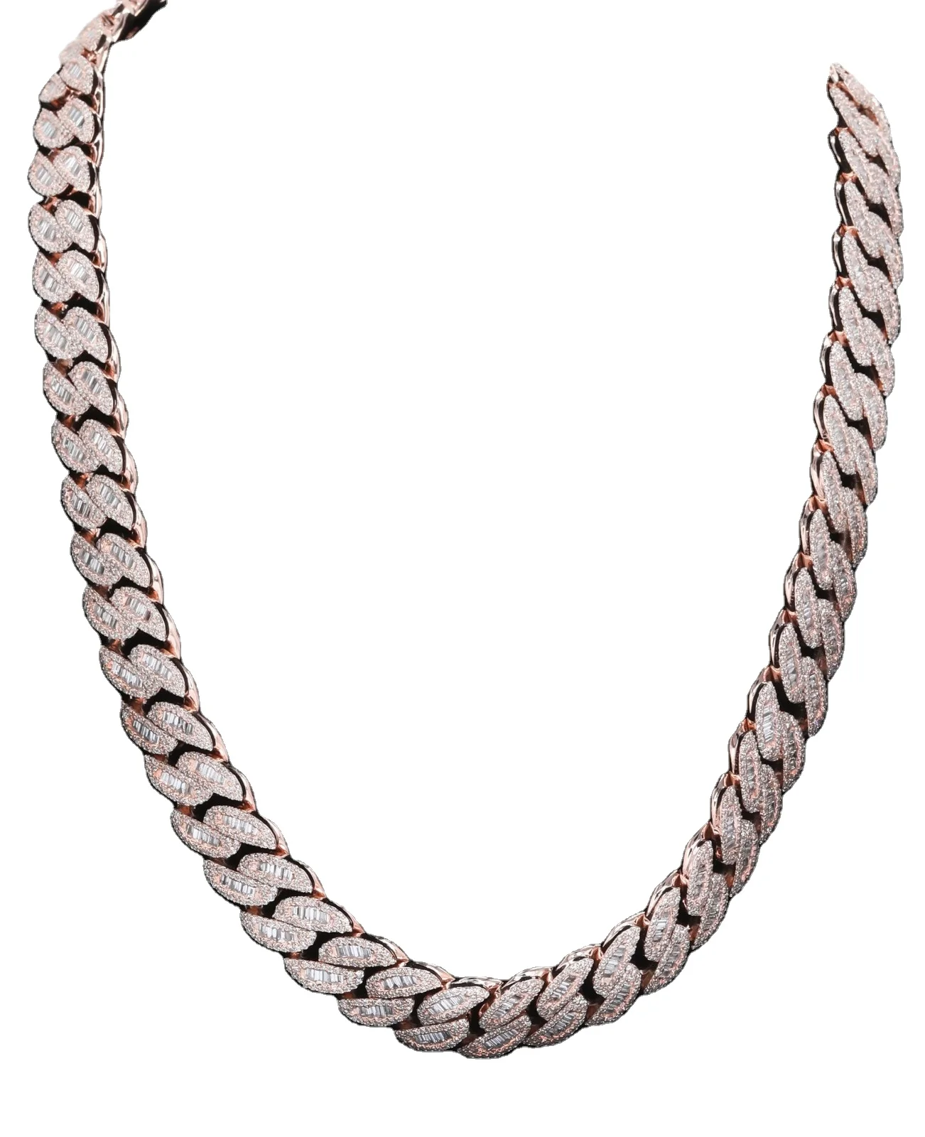 Moissanite Hiphop Jewelry Cuban Link Chain 925 Sterling Silver Iced Out 8 mm to 24 mm VVS Moissanite baguette Cuban Chain