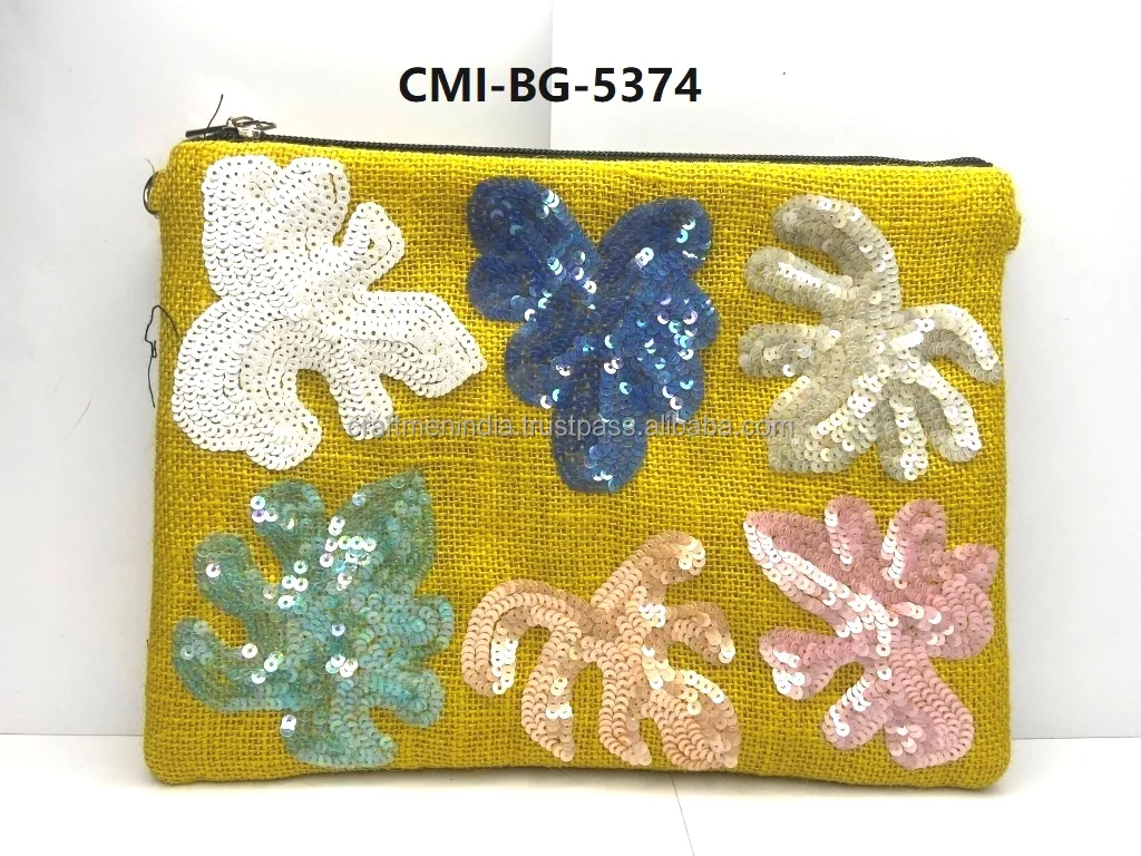 Jute Fabric and beads Clutch Bag, Beaded/Jute Fabric Wallet, Jute Fabric Purse/African Clutch decorated with beads