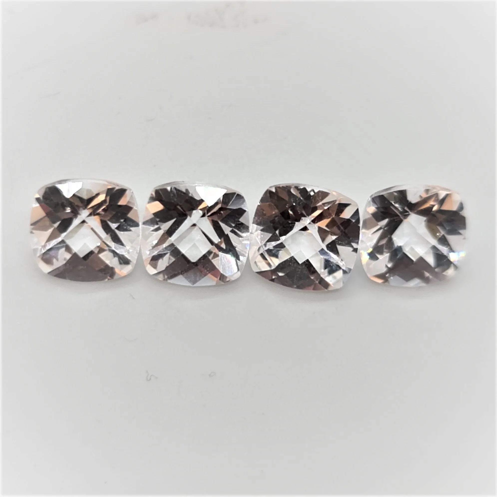 Faceted White Colored Lab Created White Corundum Gemstone Checkerboard Cut Cushion Shape Cut In Custom Orders In Wholesale Price