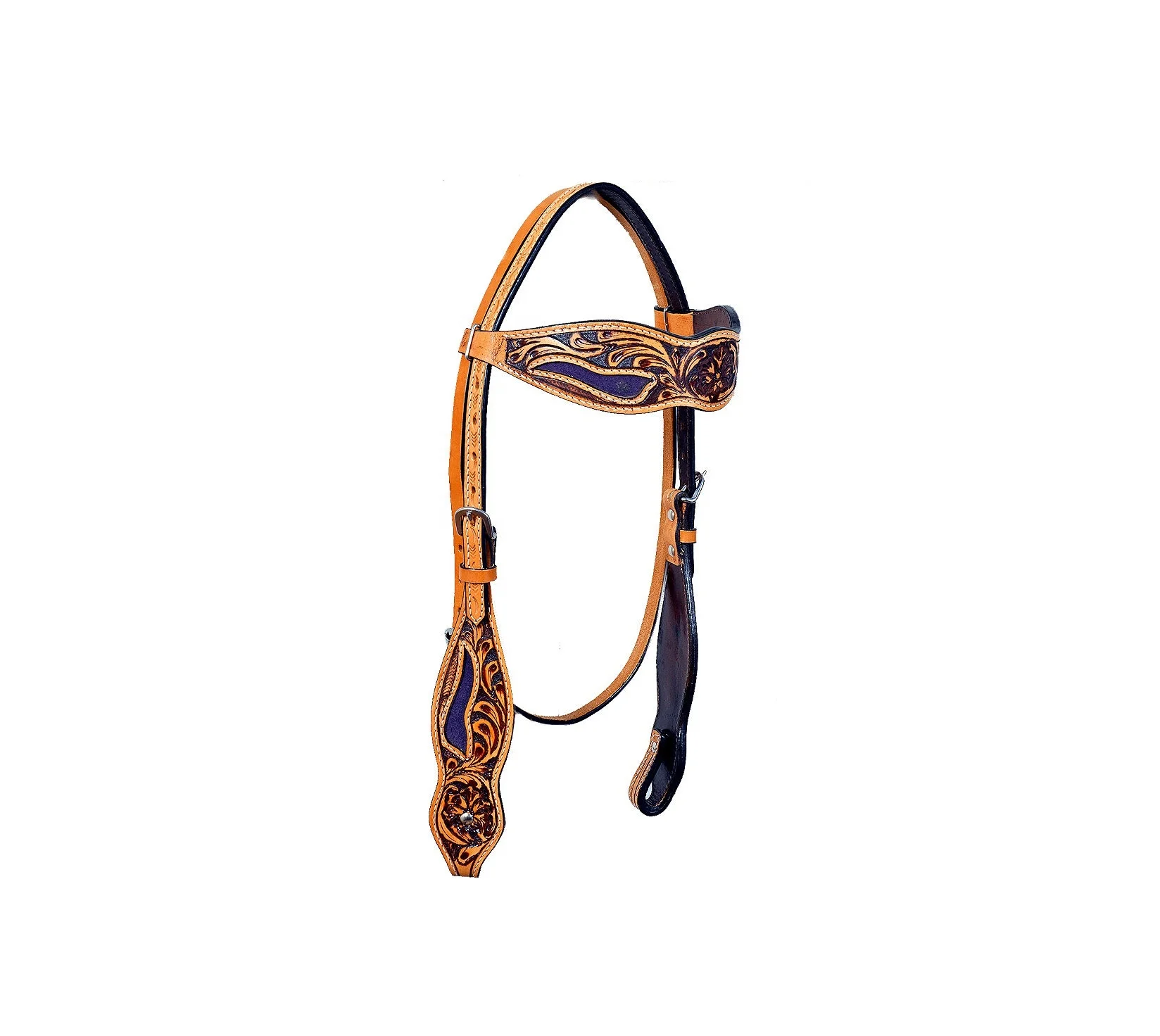 Horse Western Tack Tooled Brow band Leather Bridle Headstall