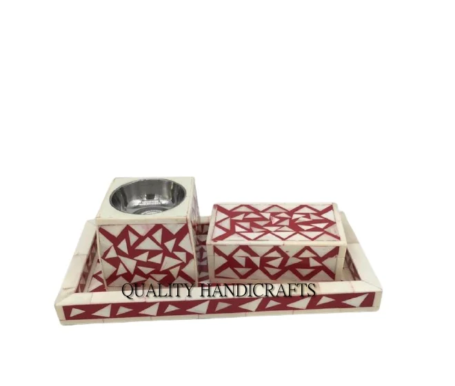 Best Quality Handicrafts Mother of Pearl Inlay Tray Box Incense Burner set Arabic Mop Mubkhar Ramadan Gift Dukhoon  Manufacturer