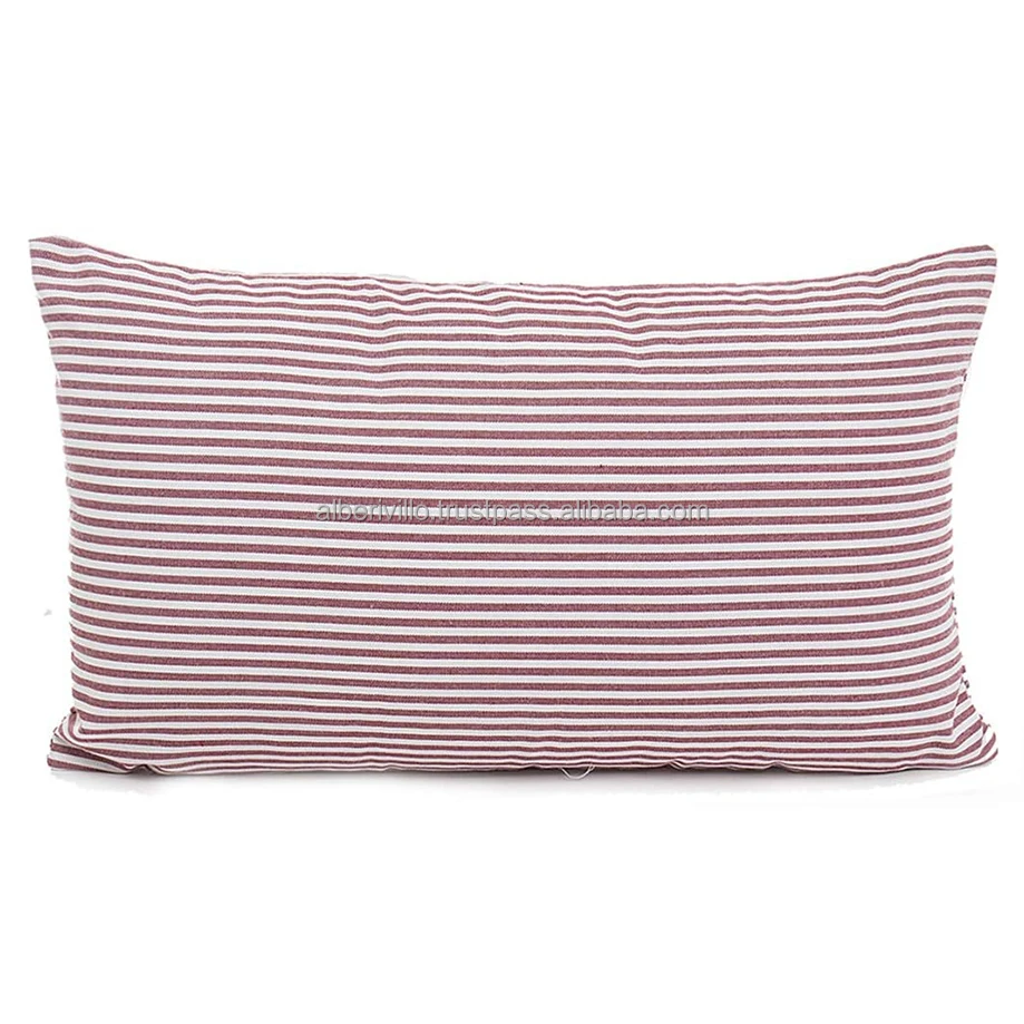 Rectangle Woven Pillow Cover for Sofa Living Room Decor Striped Design Blue Handmade Auto Seat Cushion Cover
